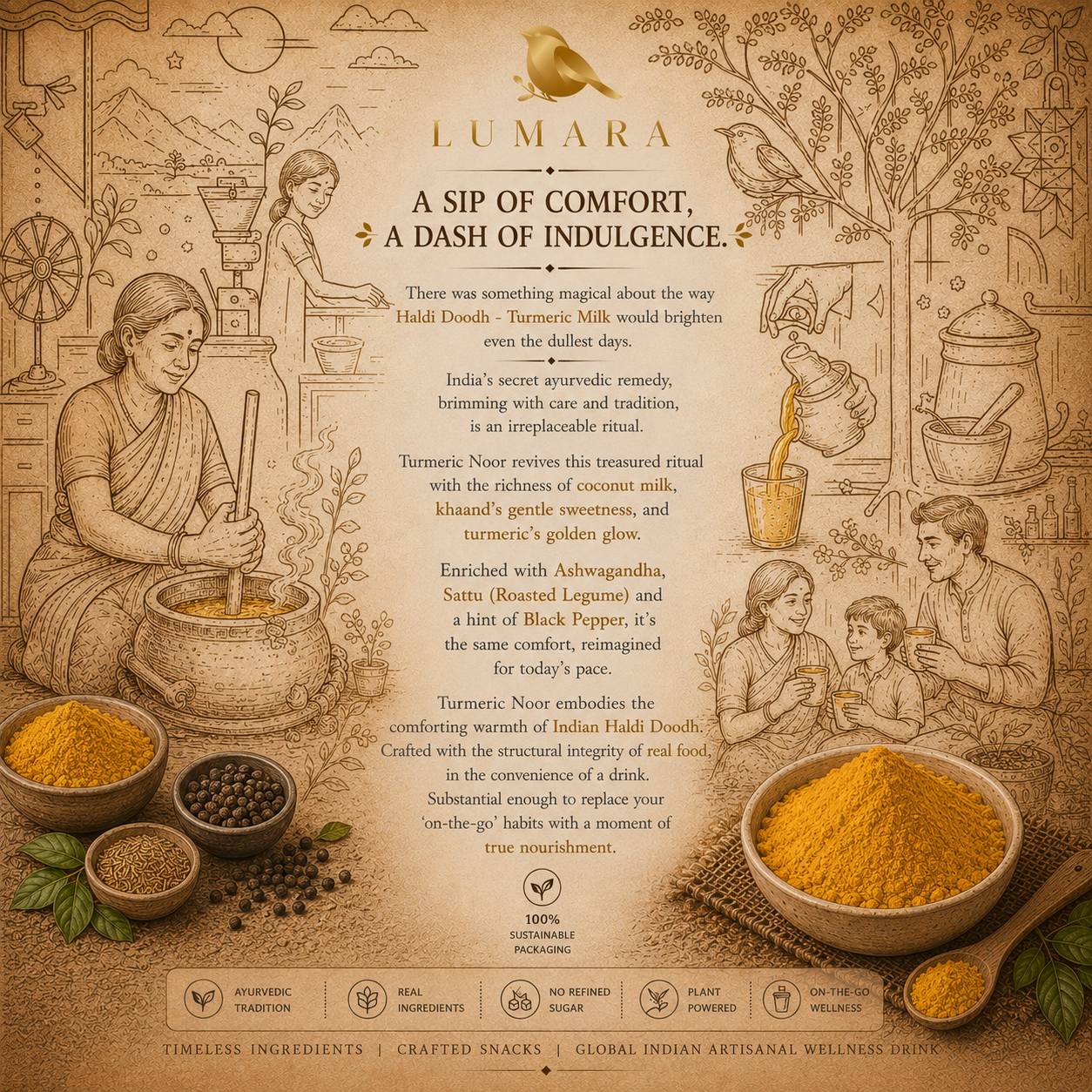 Lumara Turmeric Noor roasted chana sattu turmeric drink
